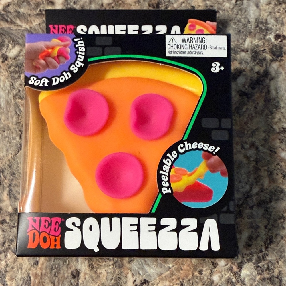 Nee Doh Squeezza Pizza Slice Toy - Orange & Pink